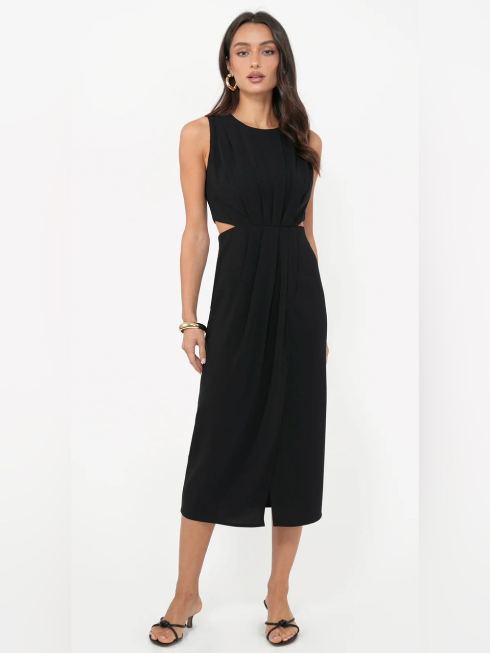GREYLIN Ednis Side Cut Out Midi Dress in Black